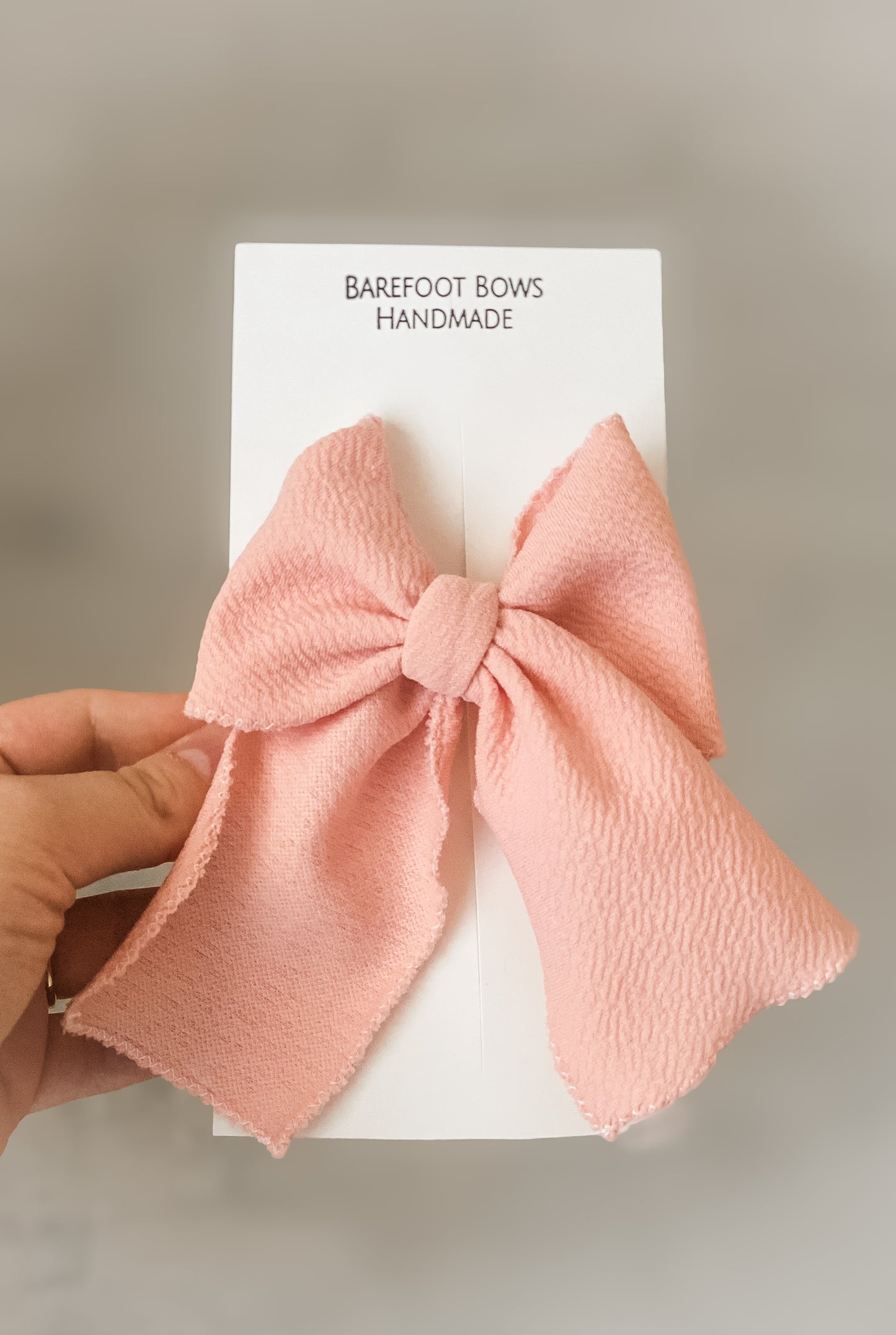 Hand-Tied Peach Bow Clip